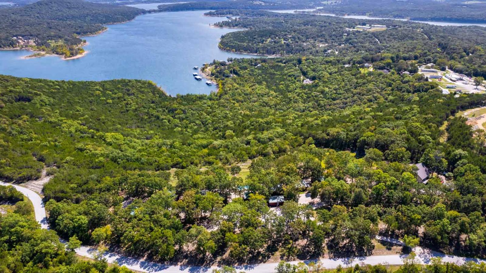Aerial View of Cabins & Table Rock Lake